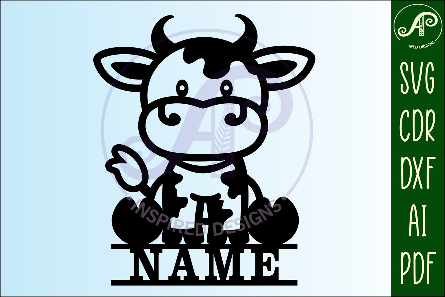 Cute Cow shape name sign SVG / DXF / AI / PDF / CDR