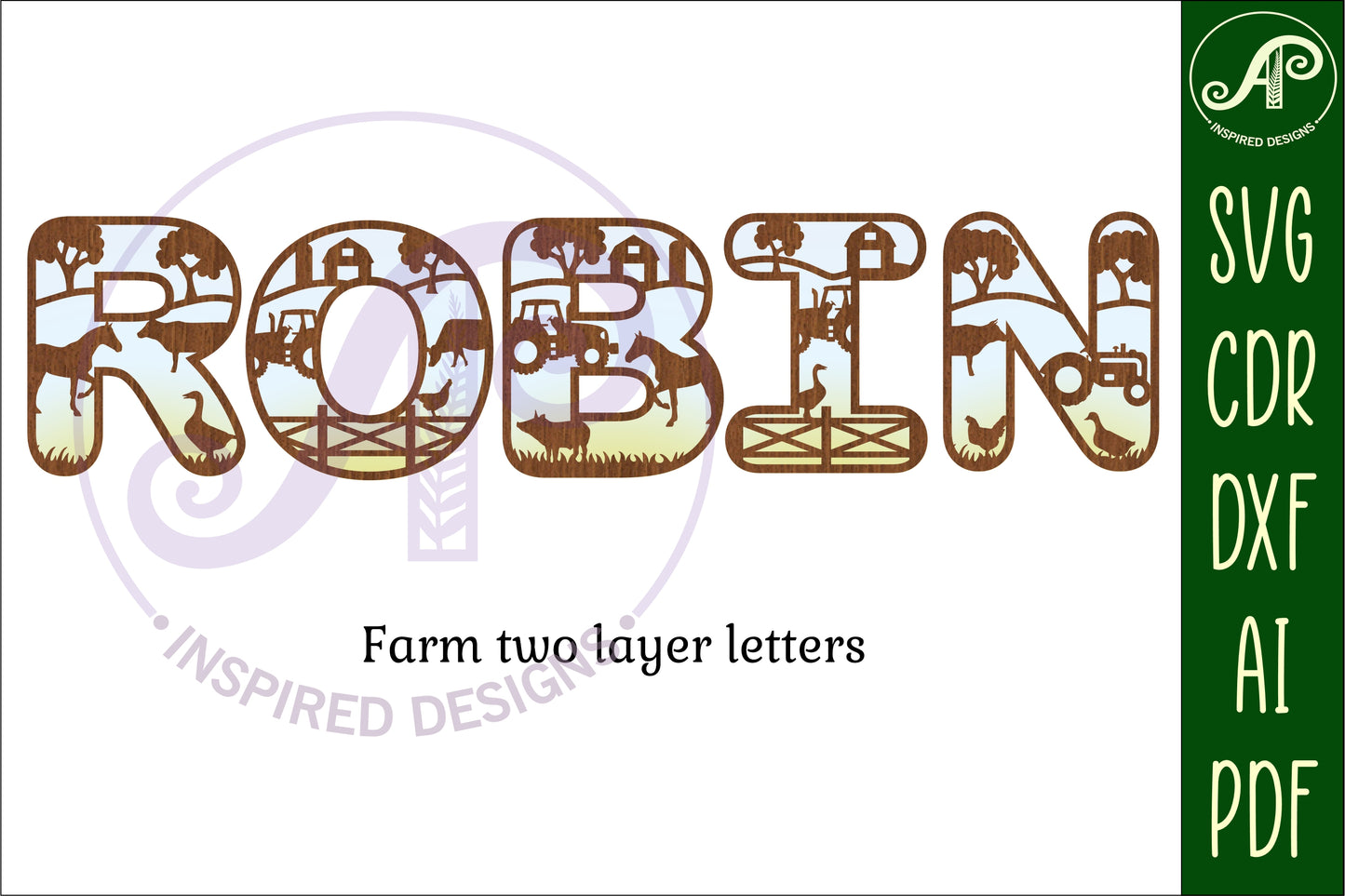 Farm alphabet letter set. 47 letter options