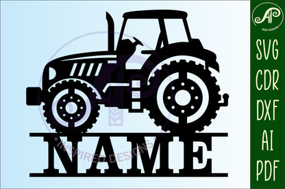 Tractor shape name sign SVG / DXF / AI / PDF / CDR