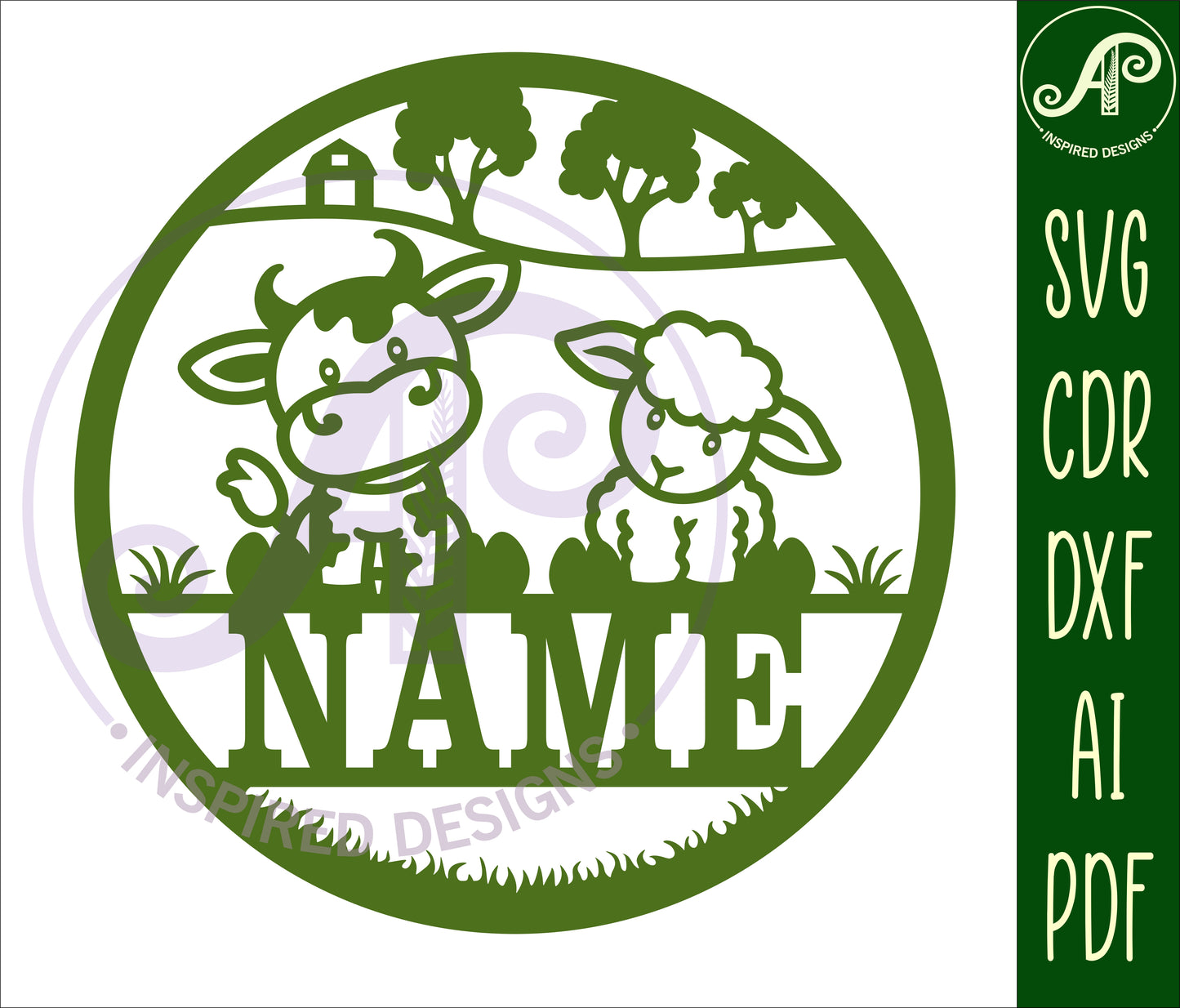 Cow and Sheep name wall sign. SVG / DXF / AI / PDF / CDR