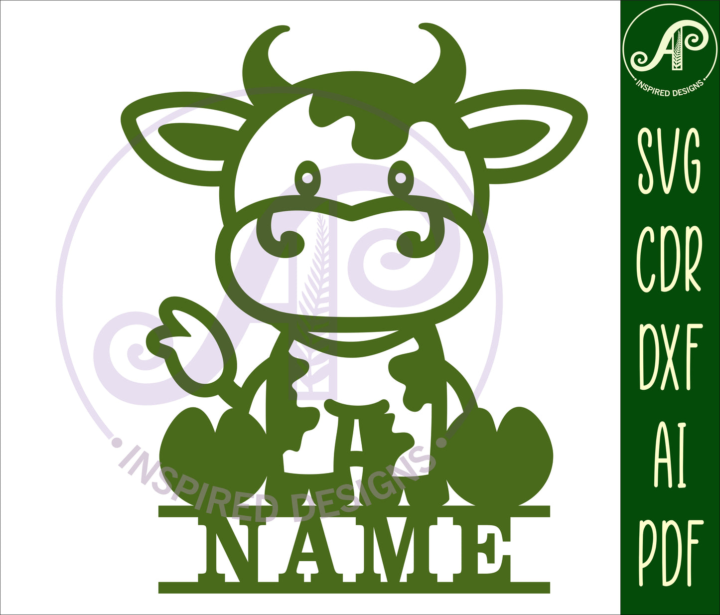 Cute Cow shape name sign SVG / DXF / AI / PDF / CDR