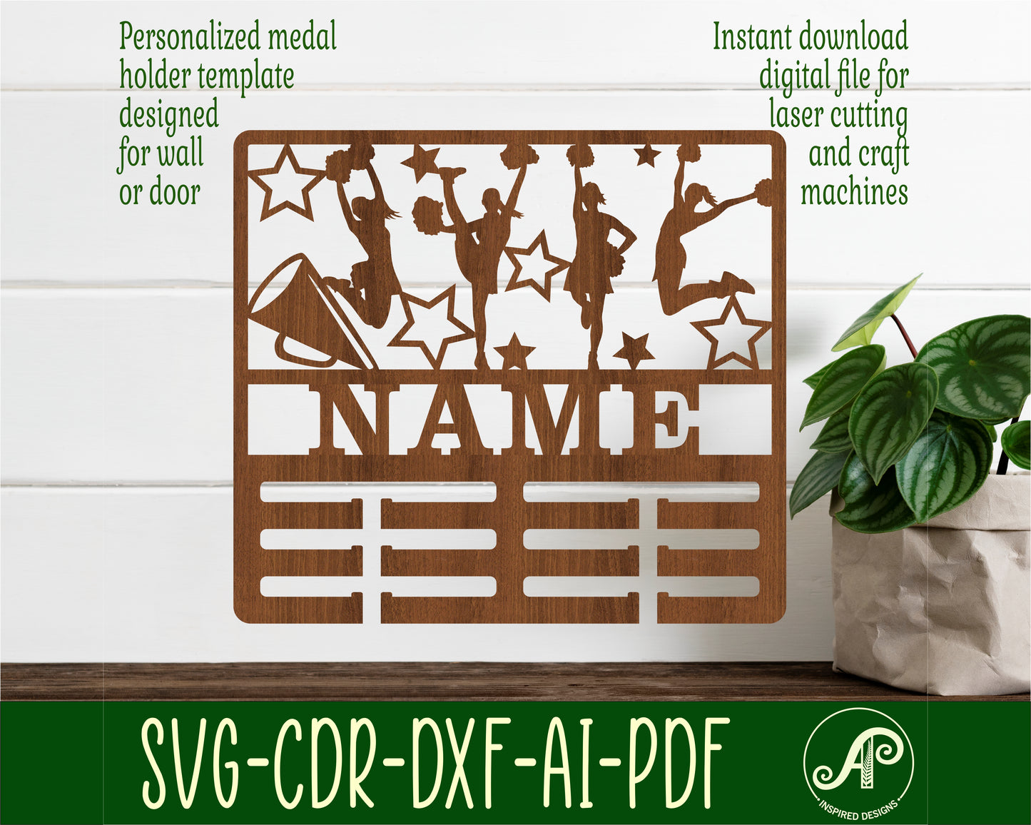 Cheerleading medal holder sign. SVG / DXF / AI / PDF / CDR