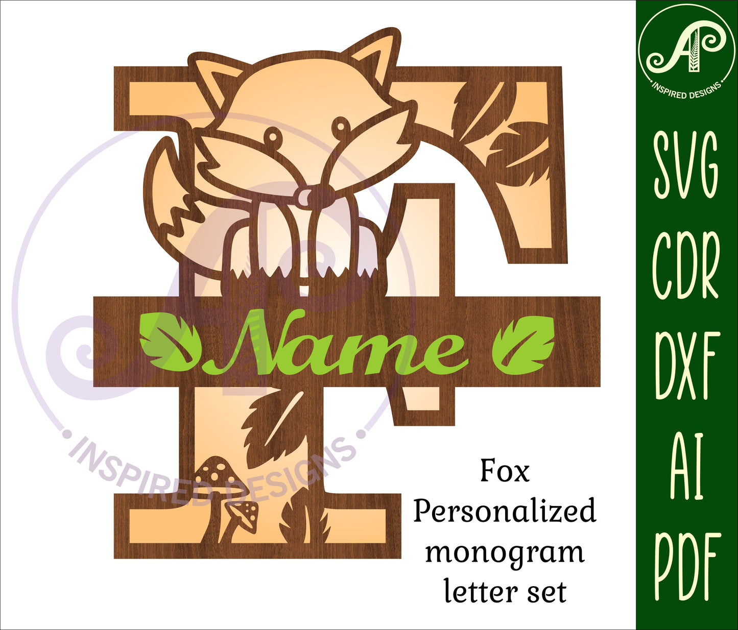 Fox layered monogram sign SVG / DXF / AI / PDF / CDR