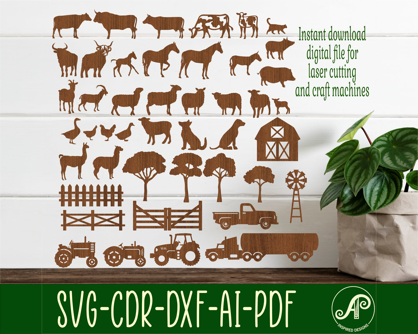 Farm designs, 43 silhouette shapes