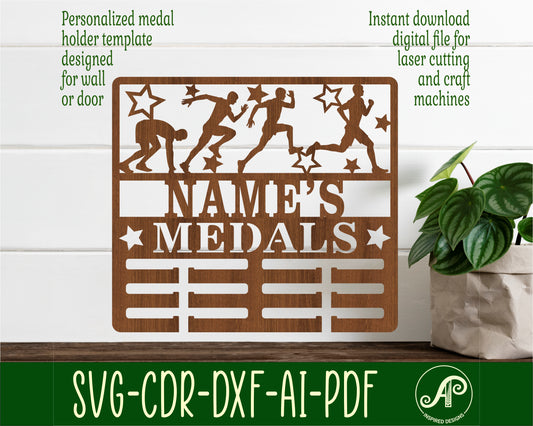 Runner male medal holder sign. SVG / DXF / AI / PDF / CDR