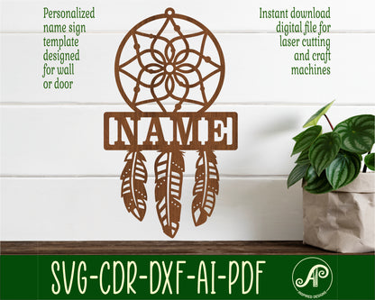 Dreamcatcher shape name sign SVG / DXF / AI / PDF / CDR