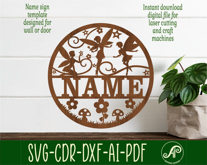 Fairies name wall sign. SVG / DXF / AI / PDF / CDR