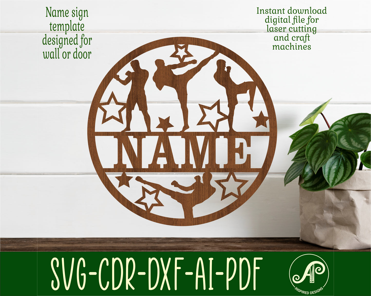 Mixed martial arts name wall sign. SVG / DXF / AI / PDF / CDR