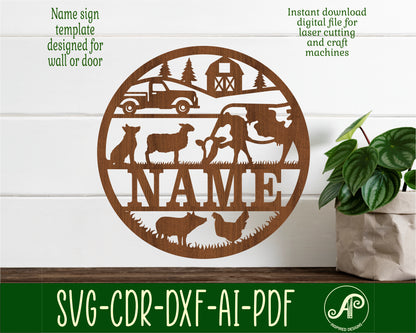 On the farm name wall sign. SVG / DXF / AI / PDF / CDR