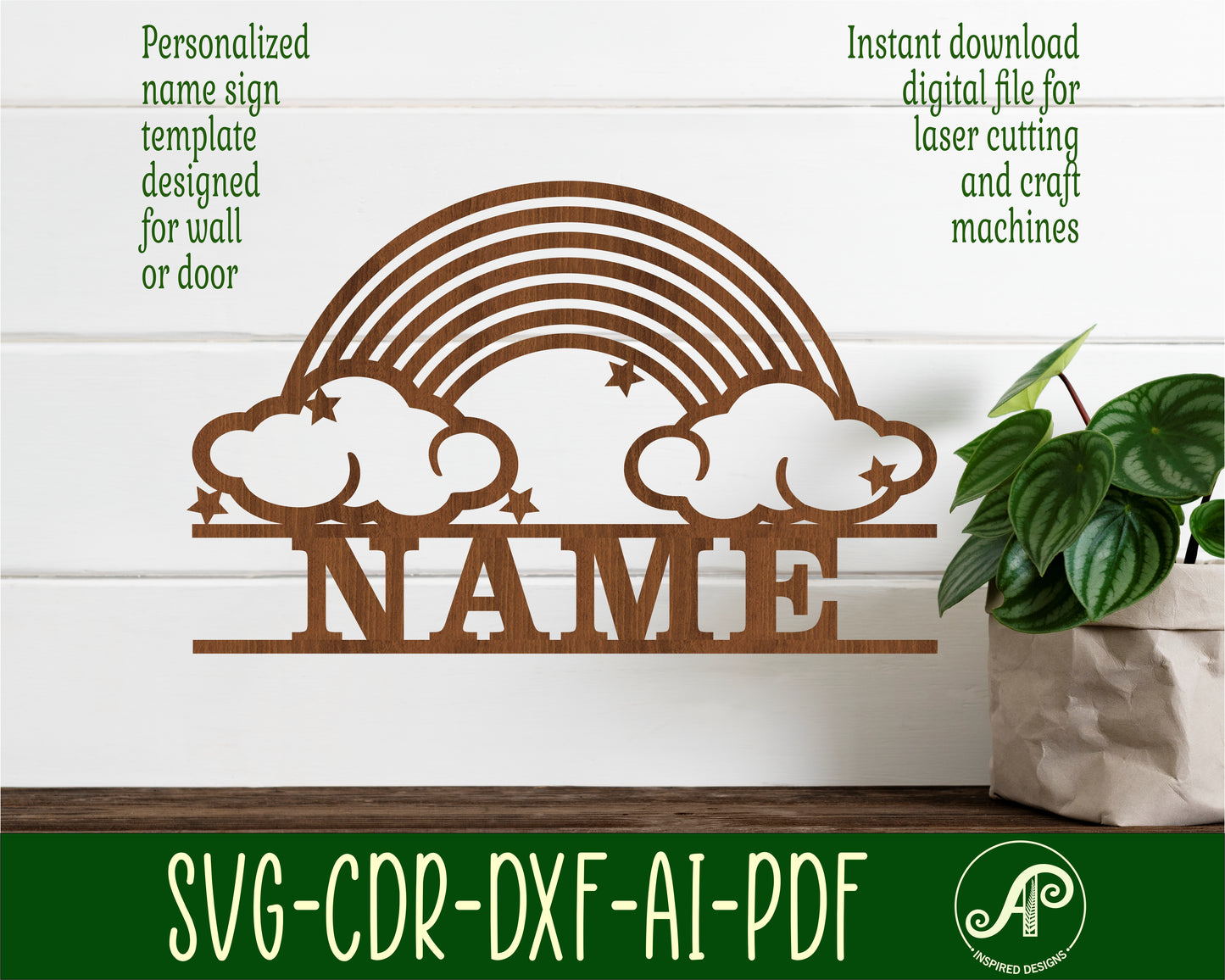 Rainbow shape name sign SVG / DXF / AI / PDF / CDR