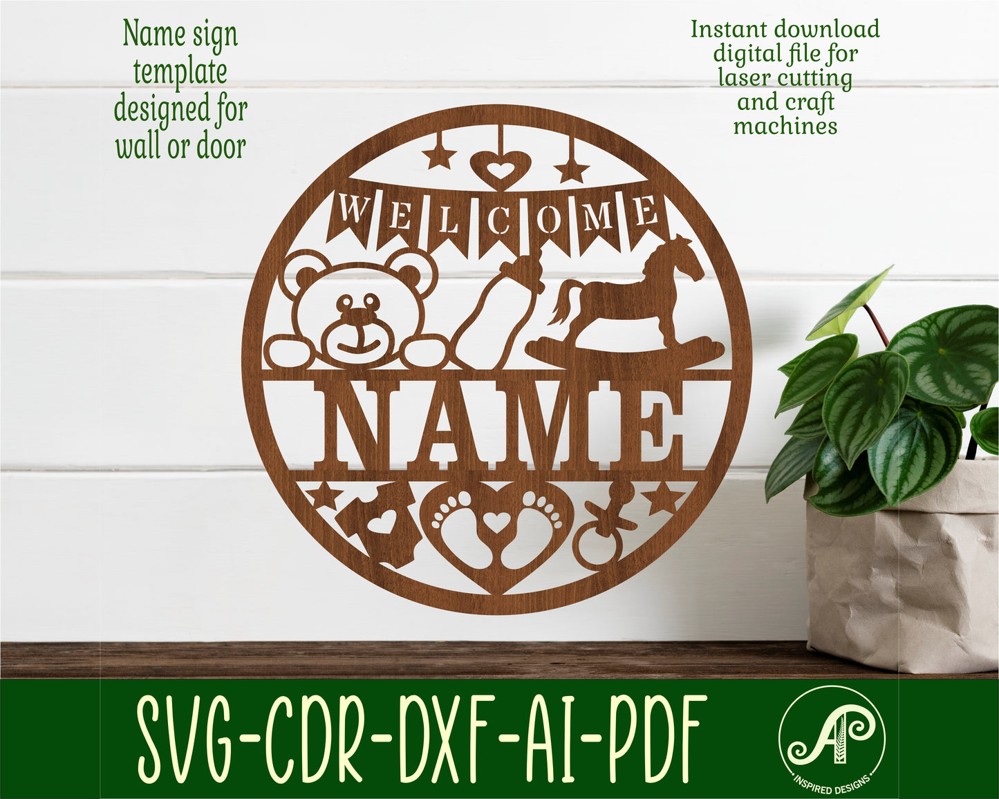 New Baby name wall sign. SVG / DXF / AI / PDF / CDR