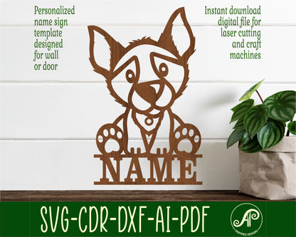 Cute Dog shape name sign SVG / DXF / AI / PDF / CDR