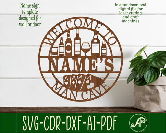 Man cave cards name wall sign. SVG / DXF / AI / PDF / CDR