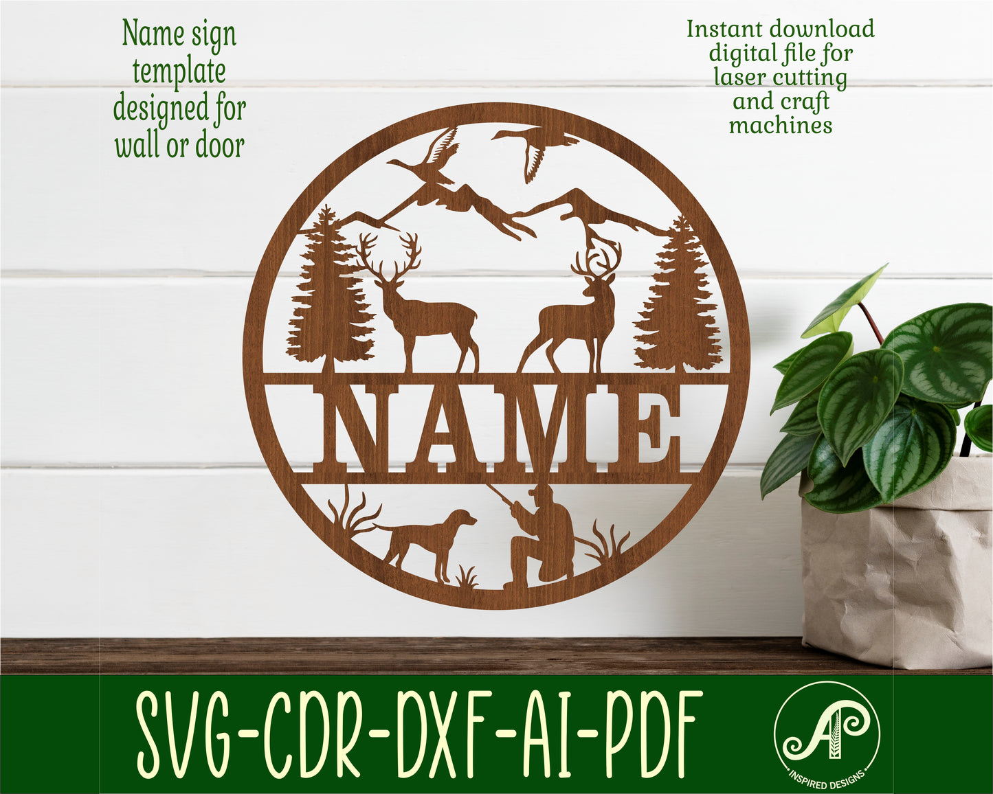 Hunter name wall sign. SVG / DXF / AI / PDF / CDR