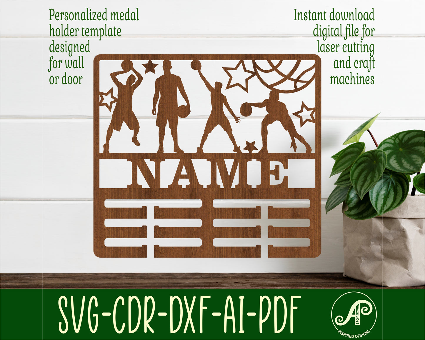 Basketball male medal holder sign SVG / DXF / AI / PDF / CDR