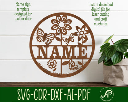 Flower name wall sign. SVG / DXF / AI / PDF / CDR