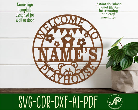 Playhouse name wall sign. SVG / DXF / AI / PDF / CDR