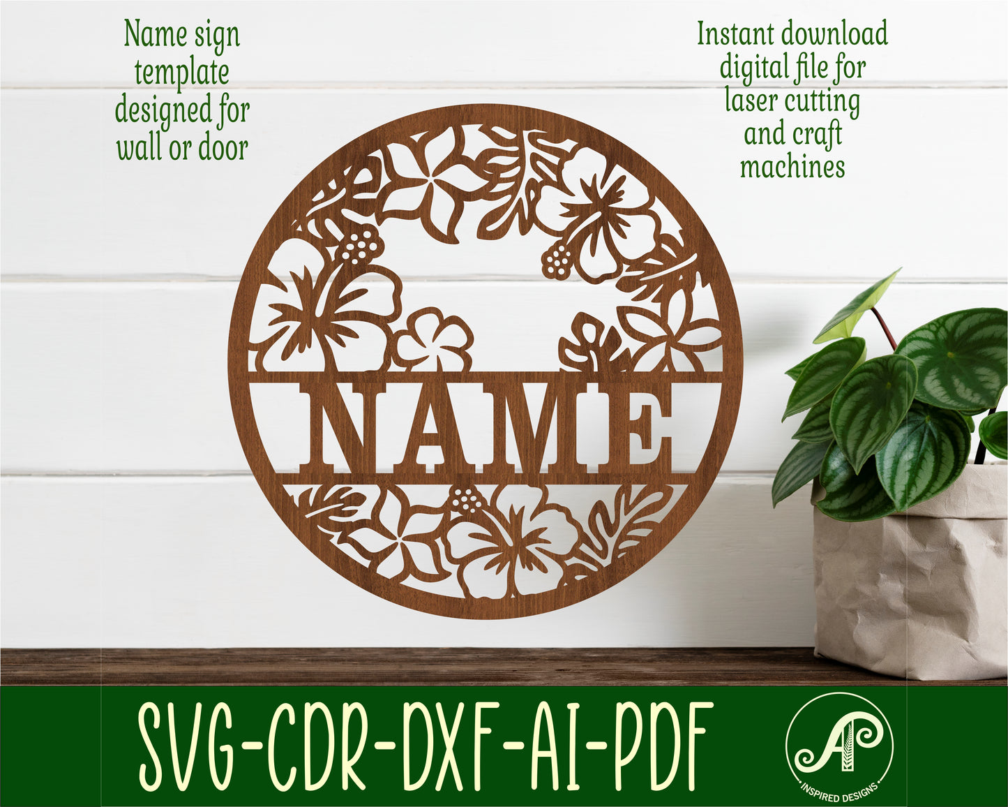 Tropical name wall sign. SVG / DXF / AI / PDF / CDR