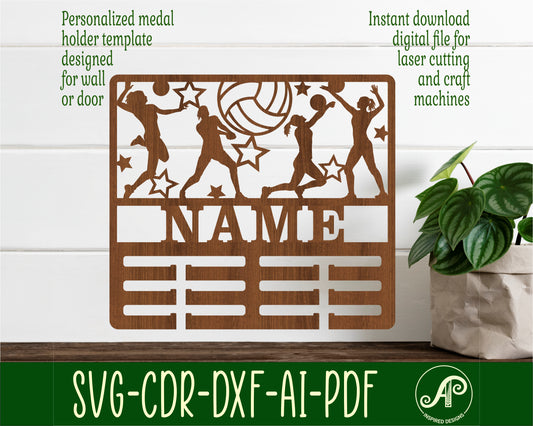 Volleyball female medal holder sign. SVG / DXF / AI / PDF / CDR