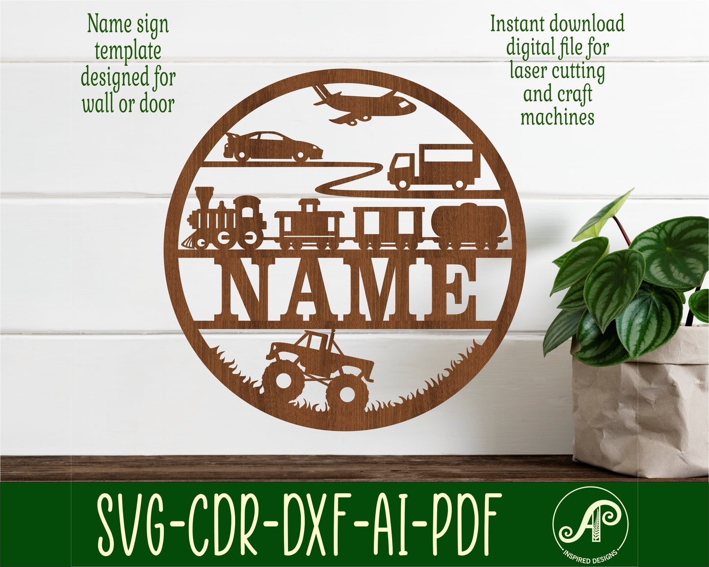 Vehicles name wall sign. SVG / DXF / AI / PDF / CDR