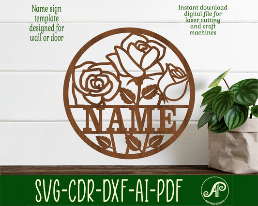 Roses name wall sign. SVG / DXF / AI / PDF / CDR