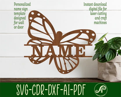 Monarch Butterfly shape name sign SVG / DXF / AI / PDF / CDR