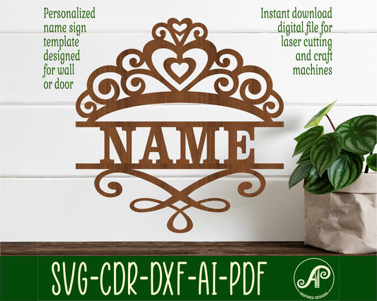 Crown shape name sign SVG / DXF / AI / PDF / CDR