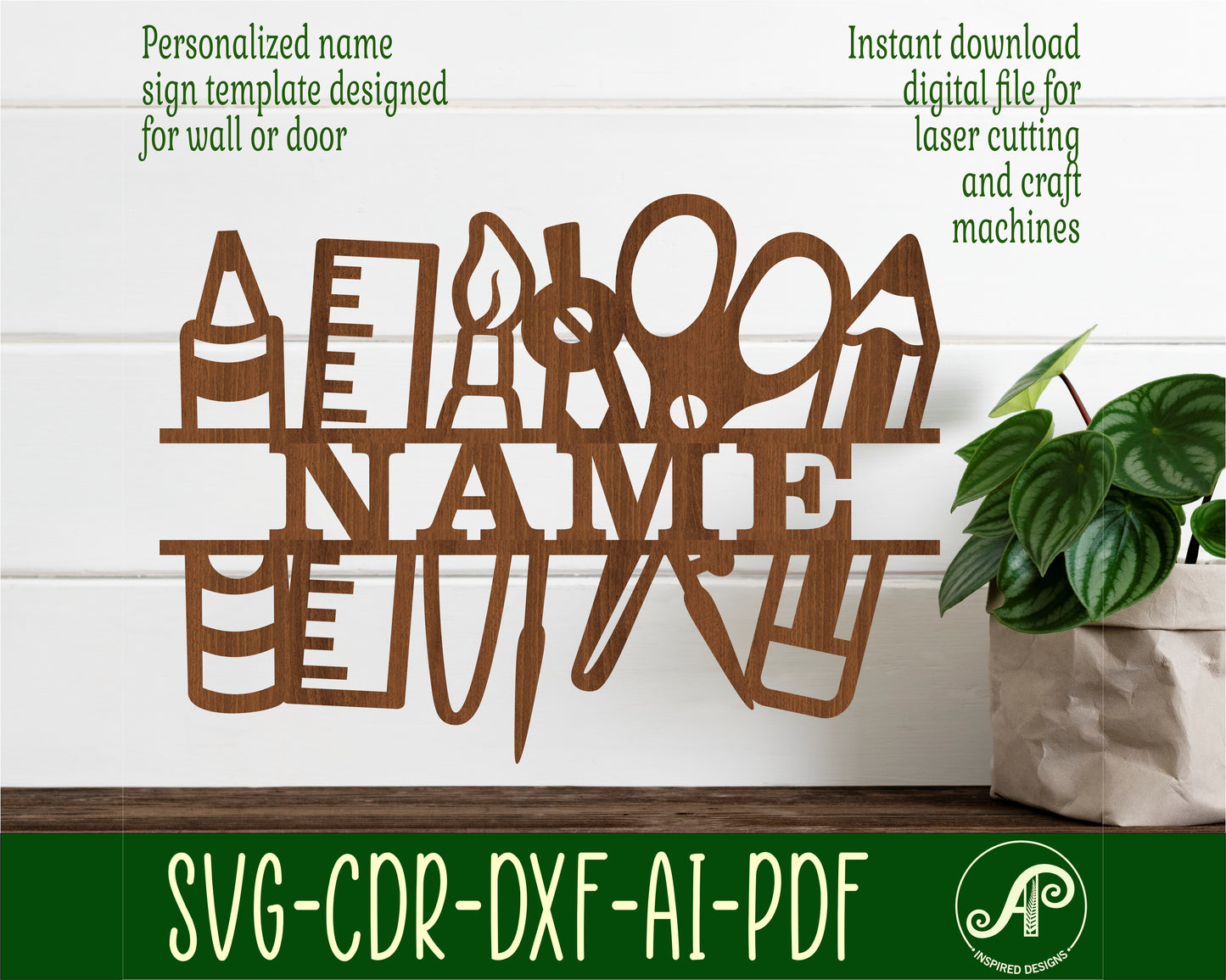 Teacher shape name sign SVG / DXF / AI / PDF / CDR