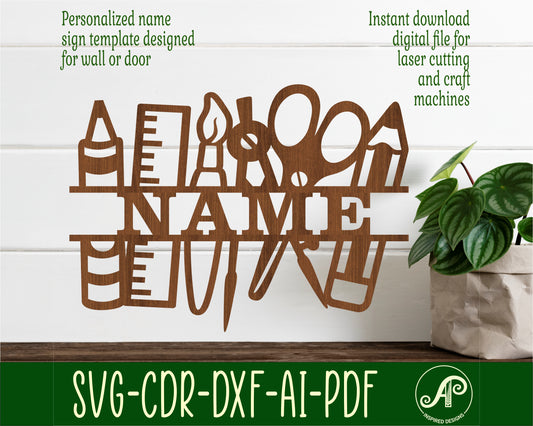 Teacher shape name sign SVG / DXF / AI / PDF / CDR