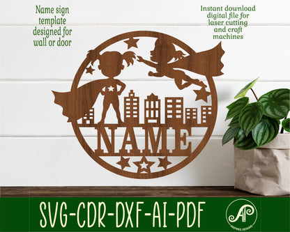 Hero girl name wall sign. SVG / DXF / AI / PDF / CDR