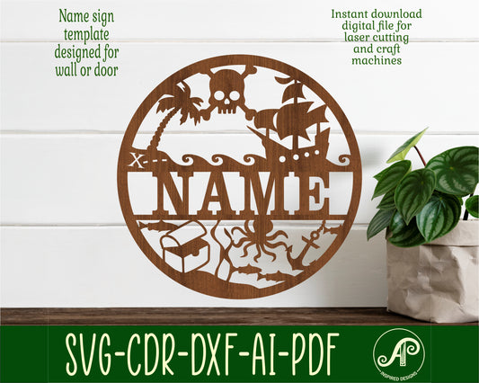 Pirate name wall sign. SVG / DXF / AI / PDF / CDR