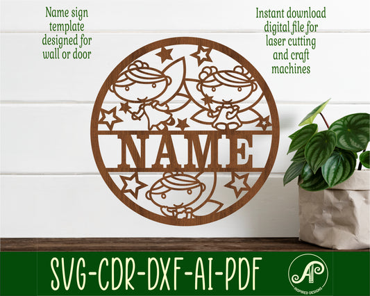 Cute fairies name wall sign. SVG / DXF / AI / PDF / CDR