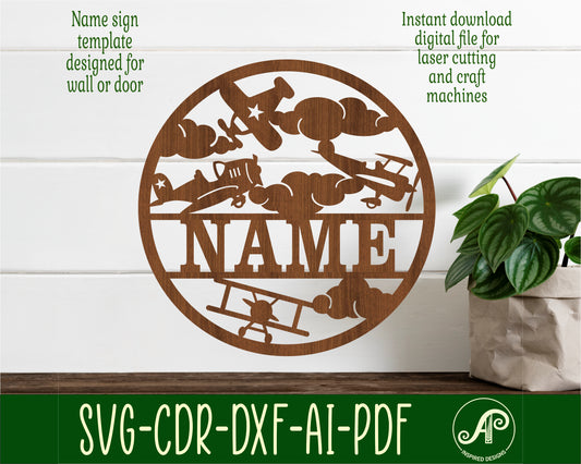 Vintage planes name wall sign. SVG / DXF / AI / PDF / CDR