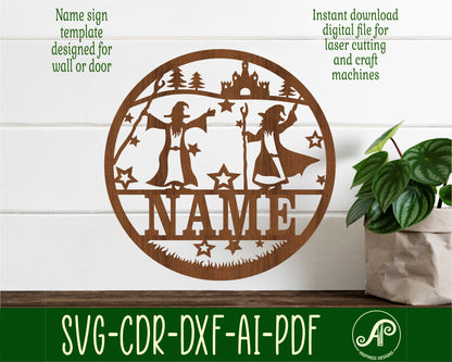 Wizards name wall sign. SVG / DXF / AI / PDF / CDR