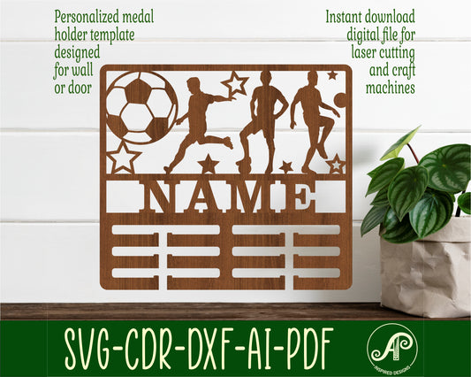 Soccer male medal holder sign. SVG / DXF / AI / PDF / CDR