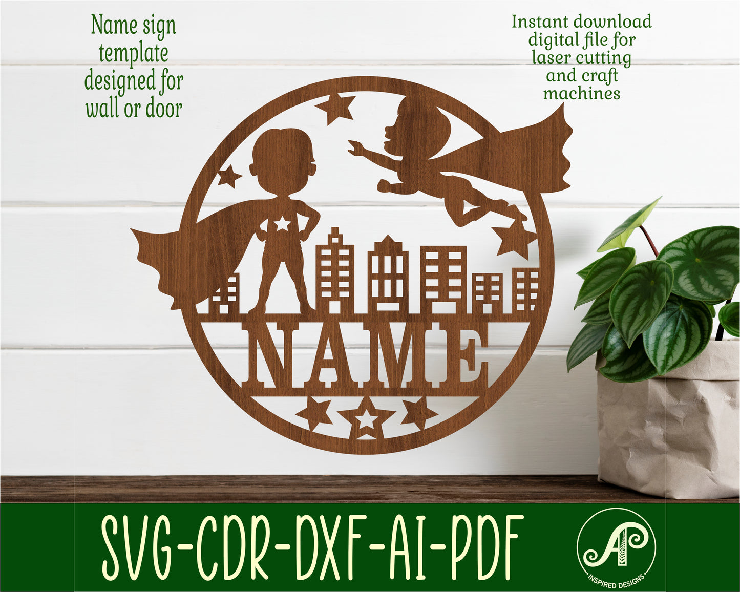 Hero boy name wall sign. SVG / DXF / AI / PDF / CDR