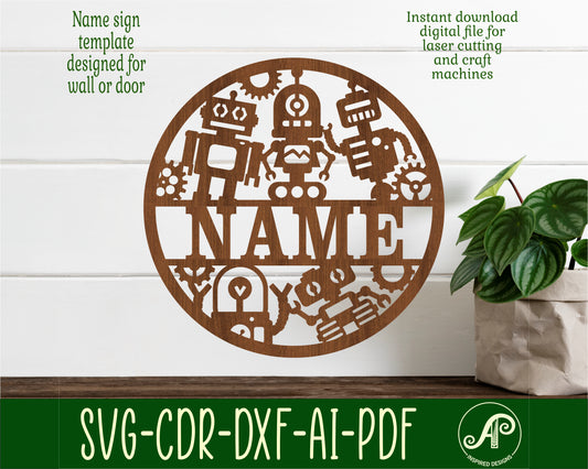 Robots name wall sign. SVG / DXF / AI / PDF / CDR