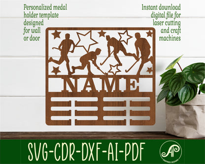 Field hockey male medal holder sign. SVG / DXF / AI / PDF / CDR