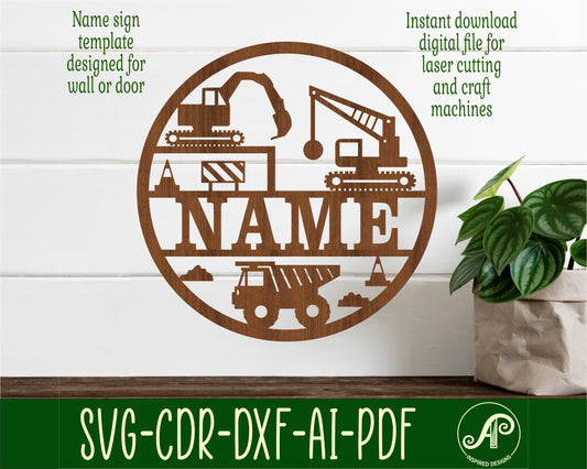 Construction name wall sign. SVG / DXF / AI / PDF / CDR