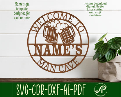 Man cave beer name wall sign. SVG / DXF / AI / PDF / CDR