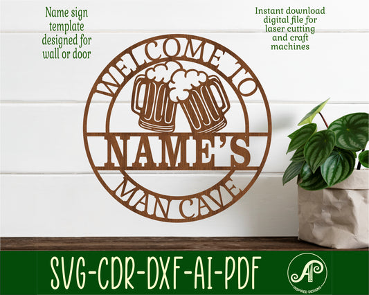 Man cave beer name wall sign. SVG / DXF / AI / PDF / CDR