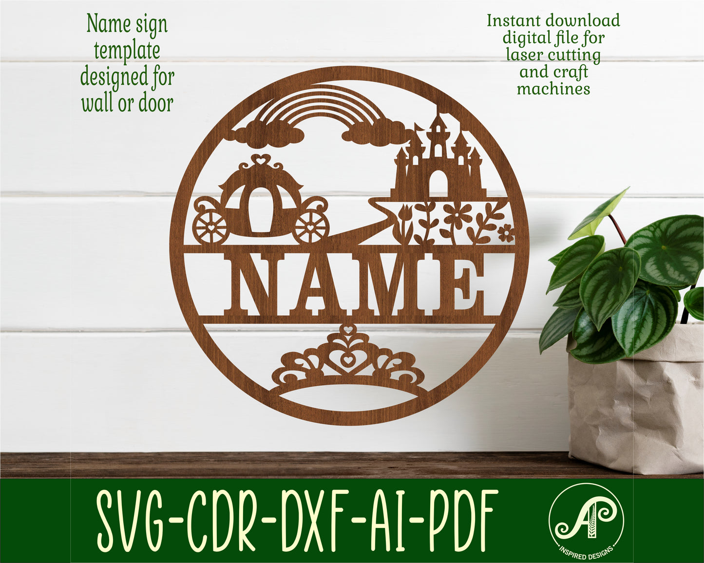 Princess name wall sign. SVG / DXF / AI / PDF / CDR