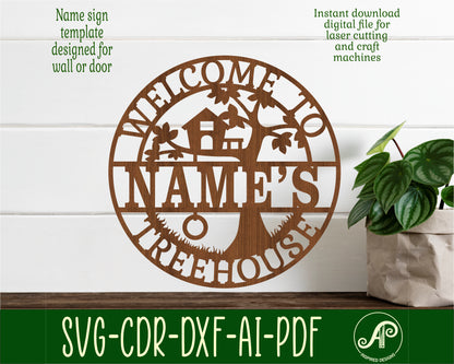 Treehouse name wall sign. SVG / DXF / AI / PDF / CDR