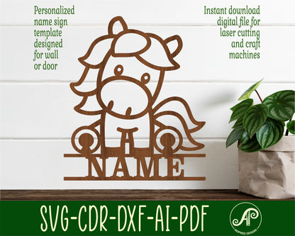 Horse shape name sign SVG / DXF / AI / PDF / CDR