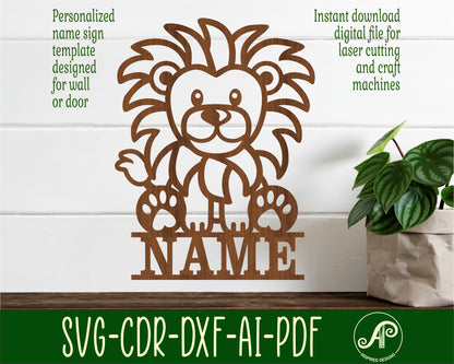 Lion shape name sign SVG / DXF / AI / PDF / CDR