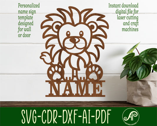 Lion shape name sign SVG / DXF / AI / PDF / CDR