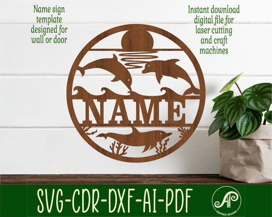 Dolphins name wall sign. SVG / DXF / AI / PDF / CDR