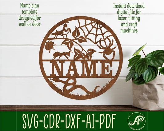 Creepy Crawlies name wall sign. SVG / DXF / AI / PDF / CDR