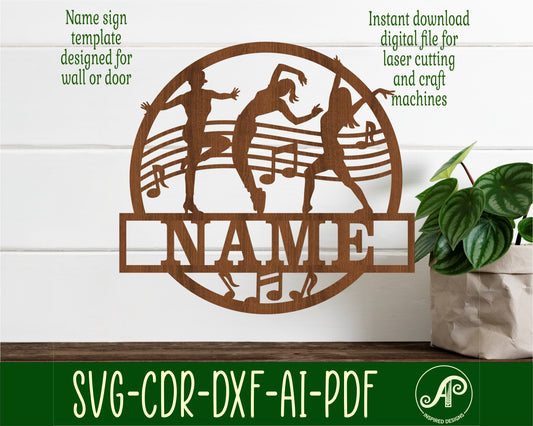 Dancer female name wall sign. SVG / DXF / AI / PDF / CDR