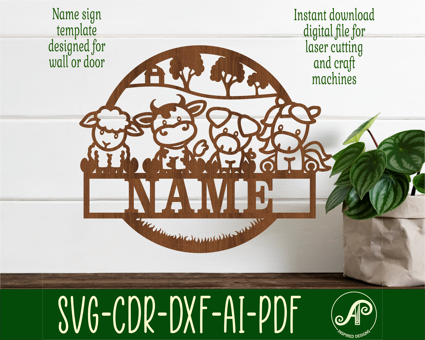 Cute farm name wall sign. SVG / DXF / AI / PDF / CDR